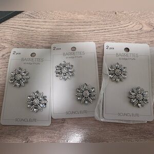 Scunci Elite Silver Flower Barrettes 2 piece in each pack. New